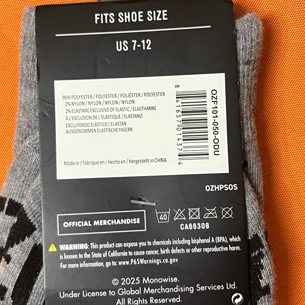 6/$25 OZZY OSBOURNE  Men's Socks - Picture 3 of 6
